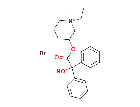 Molecular Structure of 125-51-9 (Piperidinium,1-ethyl-3-[(2-hydroxy-2,2-diphenylacetyl)oxy]-1-methyl-, bromide (1:1))