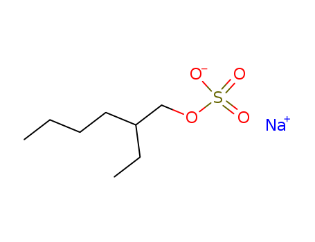 126-92-1,Sodium 2-ethylhexyl sulfate,1-Hexanol,2-ethyl-, hydrogen sulfate, sodium salt (6CI,7CI);2-Ethyl-1-hexanol sulfate sodium salt;2-Ethylhexyl sulfate sodium salt;Carsonol SHS;Ethasulfate sodium;Lutensit TC-EHS;NAS 08;NSC 4744;Niaproof 08;Pentrone ON;Pionin A 20;Rhodapon BOS;Sinolin SO 35;Sintrex EHR;Sodium ethasulfate;Sodium octyl sulfate;Sole Tege TS 25;Stepanol EHS;Sulfotex CA;Sulfotex OA;Tergemist;Tergitol 08;Texapon 890;