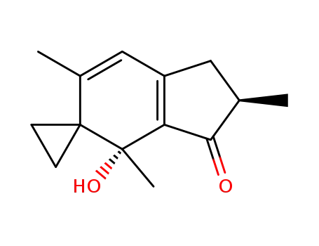 Molecular Structure of 87701-34-6 ((2R-trans)-1,4-Dihydro-4-hydroxy-2,4,6-trimethyl-spiro(cyclopropane-1,5-(5H)inden)-3(2H)-one)