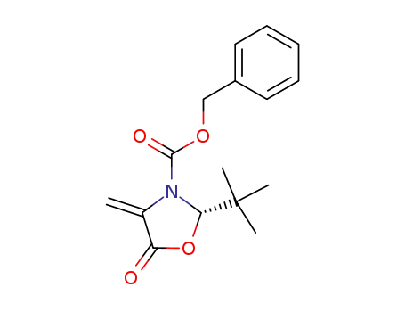 Molecular Structure of 163084-89-7 (3-Oxazolidinecarboxylic acid, 2-(1,1-dimethylethyl)-4-methylene-5-oxo-,
phenylmethyl ester, (2S)-)