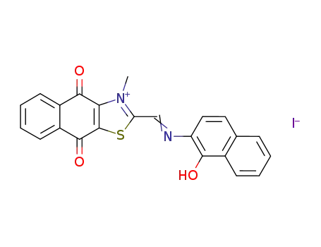 2-{[(E)-1-Hydroxy-naphthalen-2-ylimino]-methyl}-3-methyl-4,9-dioxo-4,9-dihydro-naphtho[2,3-d]thiazol-3-ium; iodide