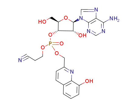 Phosphoric acid (2R,3S,4R,5R)-5-(6-amino-purin-9-yl)-4-hydroxy-2-hydroxymethyl-tetrahydro-furan-3-yl ester 2-cyano-ethyl ester 8-hydroxy-quinolin-2-ylmethyl ester