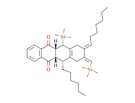 (5aR,6S,11R,11aS)-8-Hept-(E)-ylidene-11-hexyl-6-trimethylsilanyl-9-[1-trimethylsilanyl-meth-(E)-ylidene]-5a,6,7,8,9,10,11,11a-octahydro-naphthacene-5,12-dione