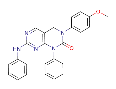 Molecular Structure of 663198-02-5 (Pyrimido[4,5-d]pyrimidin-2(1H)-one,
3,4-dihydro-3-(4-methoxyphenyl)-1-phenyl-7-(phenylamino)-)
