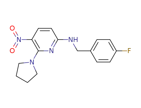 (4-fluoro-benzyl)-(5-nitro-6-pyrrolidin-1-yl-pyridin-2-yl)-amine