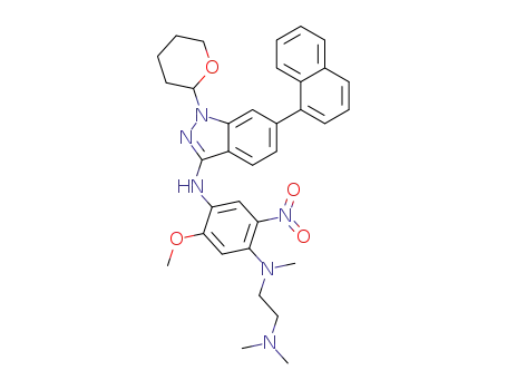 N1-(2-(dimethylamino)ethyl)-5-methoxy-N1-methyl-N4-(6-(naphthalen-1-yl)-1-(tetrahydro-2H-pyran-2-yl)-1H-indazol-3-yl)-2-nitrobenzene-1,4-diamine