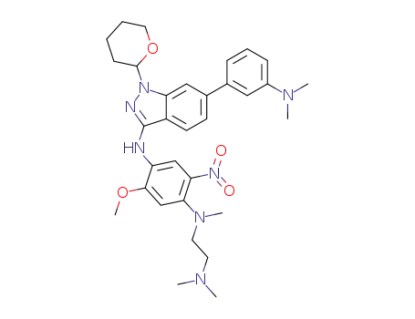 N1-(2-(dimethylamino)ethyl)-N4-(6-(3-(dimethylamino)phenyl)-1-(tetrahydro-2H-pyran-2-yl)-1H-indazol-3-yl)-5-methoxy-N1-methyl-2-nitrobenzene-1,4-diamine