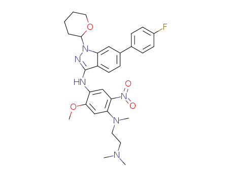 N1-(2-(dimethylamino)ethyl)-N4-(6-(4-fluorophenyl)-1-(tetrahydro-2H-pyran-2-yl)-1H-indazol-3-yl)-5-methoxy-N1-methyl-2-nitrobenzene-1,4-diamine