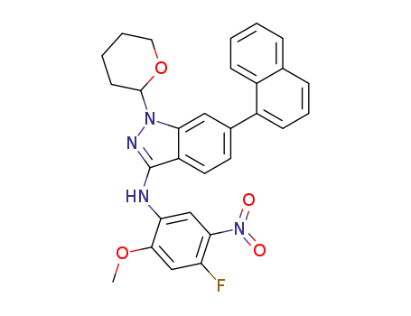 N-(4-fluoro-2-methoxy-5-nitrophenyl)-6-(naphthalen-1-yl)-1-(tetrahydro-2H-pyran-2-yl)-1H-indazol-3-amine