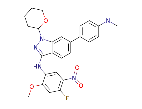 6-(4-(dimethylamino)phenyl)-N-(4-fluoro-2-methoxy-5-nitrophenyl)-1-(tetrahydro-2H-pyran-2-yl)-1H-indazol-3-amine