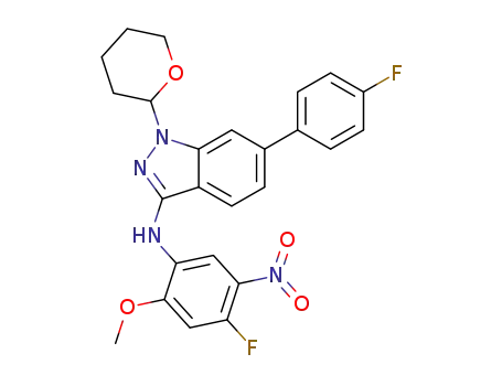 N-(4-fluoro-2-methoxy-5-nitrophenyl)-6-(4-fluorophenyl)-1-(tetrahydro-2H-pyran-2-yl)-1H-indazol-3-amine
