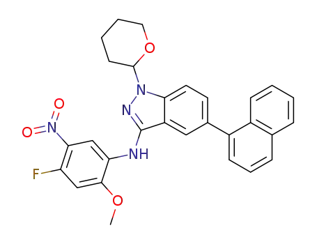 N-(4-fluoro-2-methoxy-5-nitrophenyl)-5-(naphthalen-1-yl)-1-(tetrahydro-2H-pyran-2-yl)-1H-indazol-3-amine
