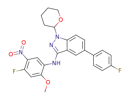 N-(4-fluoro-2-methoxy-5-nitrophenyl)-5-(4-fluorophenyl)-1-(tetrahydro-2H-pyran-2-yl)-1H-indazol-3-amine