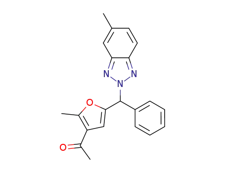 1-(2-methyl-5-((5-methyl-2H-benzo[d][1,2,3]triazol-2-yl)(phenyl)methyl)furan-3-yl)ethan-1-one