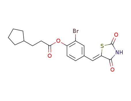 ((Z)-2-bromo-4-((2,4-dioxothiazolidin-5-ylidene)methyl)phenyl 3-cyclopentylpropanoate)