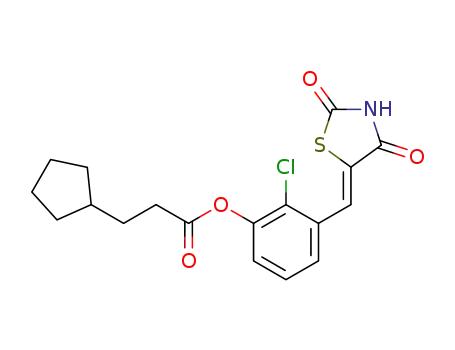 ((Z)-2-chloro-3-((2,4-dioxothiazolidin-5-ylidene)methyl)phenyl-3-cyclopentylpropanoate)
