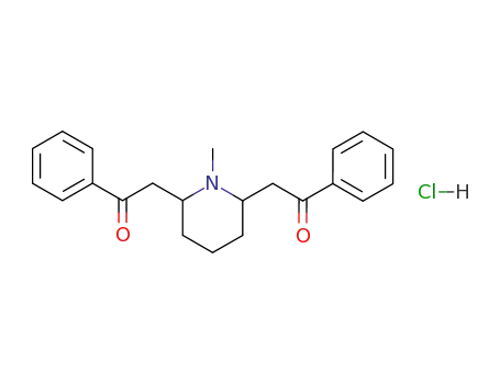 Molecular Structure of 6168-88-3 (cis-2,2'-(1-methylpiperidine-2,6-diyl)bis[1-phenylethan-1-one] hydrochloride)