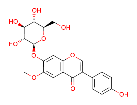 40246-10-4,Glycitin,Glycitein7-O-glucoside;Glycitein 7-O-b-glucoside;Glycitein-7-b-O-glucoside;3-(4-Hydroxyphenyl)-6-methoxy-7-[(2S,3R,4S,5S,6R)-3,4,5-trihydroxy-6-(hydroxymethyl)oxan-2-yl]oxychromen-4-one;