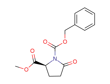 Molecular Structure of 75857-94-2 (1,2-Pyrrolidinedicarboxylic acid, 5-oxo-, 2-methyl 1-(phenylmethyl)
ester, (S)-)