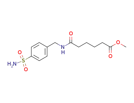 Molecular Structure of 928211-28-3 (Hexanoic acid, 6-[[[4-(aminosulfonyl)phenyl]methyl]amino]-6-oxo-,
methyl ester)