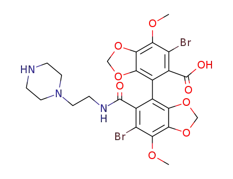 6,6'-Dibromo-7,7'-dimethoxy-5'-(2-piperazin-1-yl-ethylcarbamoyl)-[4,4']bi[benzo[1,3]dioxolyl]-5-carboxylic acid