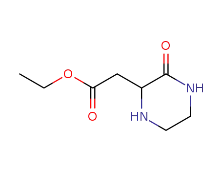 Molecular Structure of 33422-35-4 (ETHYL 2-(3-OXO-2-PIPERAZINYL)ACETATE)
