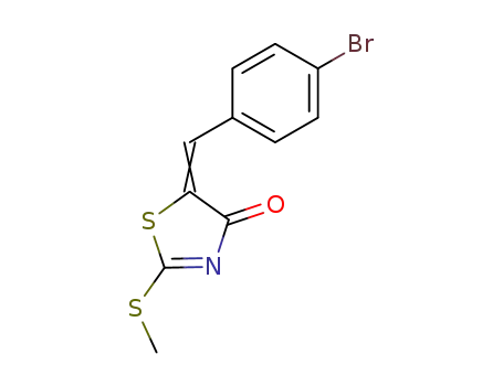 Molecular Structure of 28996-12-5 (4(5H)-Thiazolone, 5-[(4-bromophenyl)methylene]-2-(methylthio)-)