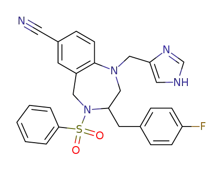 1-((imidazole-4-yl)methyl)-3-(4-fluorobenzyl)-4-phenylsulfonyl-7-cyano-2,3,4,5-tetrahydro-1,4-benzodiazepine