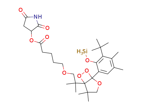 1-(3-t-butyldimethylsiloxyphenyl)-4,4-dimethyl-5-(1,1-dimethyl-7-succinimidoxycarbonyl-3-oxaheptyl)-2,6,7-trioxabicyclo[3.2.0]heptane