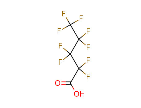 2706-90-3,PERFLUOROPENTANOIC ACID,Pentanoicacid, nonafluoro- (9CI);Valeric acid, nonafluoro- (6CI,8CI);NSC 18404;Nonafluoropentanoic acid;Nonafluorovaleric acid;Perfluoropentanoic acid;Perfluorovaleric acid;