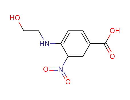 Molecular Structure of 59320-14-8 (4-(2-HYDROXY-ETHYLAMINO)-3-NITRO-BENZOIC ACID)