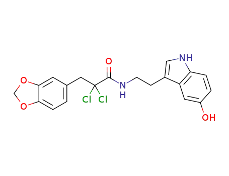 3-(1,3-benzodioxol-5-yl)-2,2-dichloro-N-(2-(5-hydroxy-1H-indol-3-yl)ethyl)propanamide