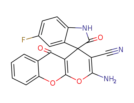 2'-amino-5-fluoro-2,5'-dioxo-5'H-spiro[indoline-3,4'-pyrano[2,3-b]chromene]-3'-carbonitrile