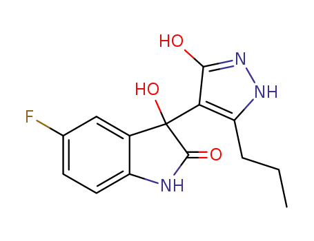 5-fluoro-3-hydroxy-3-(3-hydroxy-5-propyl-1H-pyrazol-4-yl)indolin-2-one