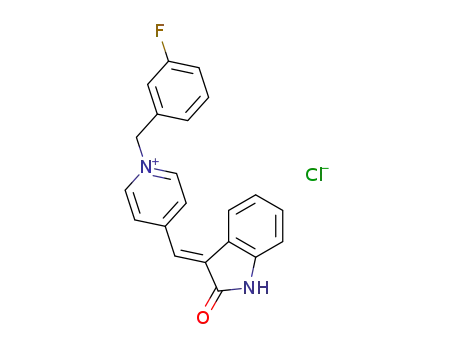 (E)-1-(3-fluorobenzyl)-4-((2-oxoindolin-3-ylidene)methyl)pyridinium chloride