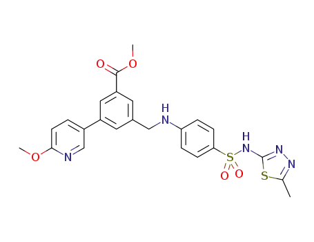 methyl 3-(6-methoxypyridin-3-yl)-5-((4-(N-(5-methyl-1,3,4-thiadiazol-2-yl)sulfamoyl)phenylamino)methyl)benzoate