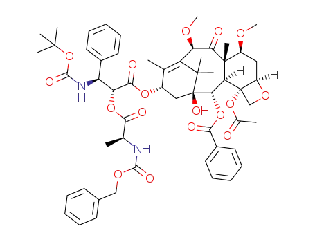 (2aR,4S,4aS,6R,9S,11S,12S,12aR,12bS)-12b-acetoxy-9-(((2R,3S)-2-((((benzyloxy)carbonyl)-L-alanyl)oxy)-3-((tert-butoxycarbonyl)amino)-3-phenylpropanoyl)oxy)-11-hydroxy-4,6-dimethoxy-4a,8,13,13-tetramethyl-5-oxo-2a,3,4,4a,5,6,9,10,11,12,12a,12b-dodecahydro-1H-7,11-methanocyclodeca[3,4]benzo[1,2-b]oxet-12-yl benzoate