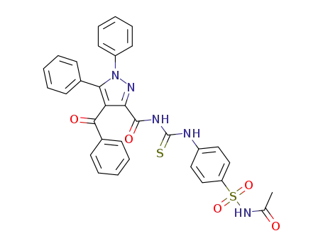 N-((4-(N-acetylsulfamoyl)phenyl)carbamothioyl)-4-benzoyl-1,5-diphenyl-1H-pyrazole-3-carboxamide