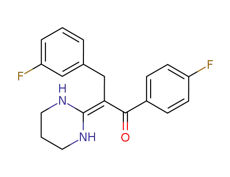 3-(3'-fluorophenyl)-1-(4'-fluoro-phenyl)-2-(tetrahydropyrimidin-2'-ylidene)-propan-1-one