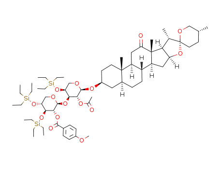 hecogenin-3-yl 2-O-(4-methoxybenzoyl)-3,4-di-O-triethylsilyl-β-D-xylopyranosyl-(1->3)-2-O-acetyl-3-O-triethylsilyl-α-L-arabinopyranoside