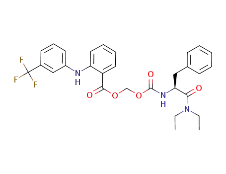 2-(3-trifluoromethyl-phenylamino)-benzoic acid 1-diethylcarbamoyl-2-phenyl-ethylcarbamoyloxymethyl ester