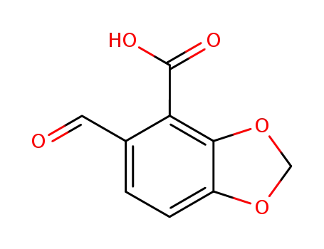 Molecular Structure of 58343-48-9 (1,3-Benzodioxole-4-carboxylic acid, 5-formyl-)
