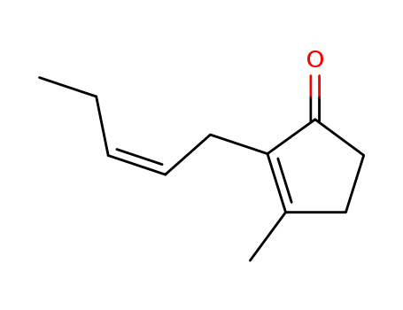 488-10-8,Jasmone,2-Cyclopenten-1-one,3-methyl-2-(2-pentenyl)-, (Z)- (8CI);2-Cyclopenten-1-one,3-methyl-2-(2Z)-2-pentenyl- (9CI);Jasmone (6CI);(Z)-Jasmone;3-Methyl-2-(2-cis-pentenyl)-2-cyclopenten-1-one;3-Methyl-2-(cis-2-pentenyl)-2-cyclopenten-1-one;cis-Jasmone;