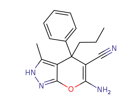 6-amino-2,4-dihydro-3-methyl-4-phenyl-4-propylpyrano[2,3-c]pyrazole-5-carbonitrile