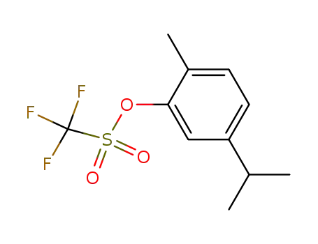 Molecular Structure of 63028-16-0 (Methanesulfonic acid, trifluoro-, 2-methyl-5-(1-methylethyl)phenyl ester)
