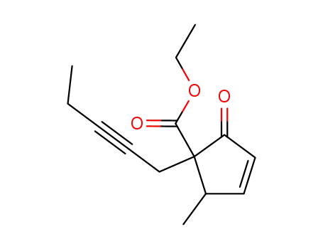 Molecular Structure of 53376-48-0 (3-Cyclopentene-1-carboxylic acid, 2-methyl-5-oxo-1-(2-pentynyl)-, ethyl
ester)
