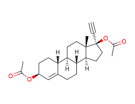 297-76-7,Ethynodiol diacetate,19-Nor-17a-pregn-4-en-20-yne-3b,17-diol, diacetate (7CI,8CI);19-Norpregn-4-en-20-yne-3,17-diol, diacetate, (3b,17a)- (9CI);17-Ethynyl-19-norandrost-4-ene-3b,17b-diol diacetate;17a-Ethynyl-4-estren-3b,17-diol diacetate;17a-Ethynyl-4-estrene-3b,17b-diacetate;17a-Ethynyl-4-estrene-3b,17b-diol diacetate;3b,17b-Diacetoxy-19-nor-17a-pregn-4-en-20-yne;8080CB;Cervicundin;Continuin;Ethinodiol diacetate;Ethynodiol acetate;Femulen;Luteonorm;Luto-Metrodiol;Metrodiol;Metrodiol, diacetate;SC 11800;b-Ethynodiol diacetate;