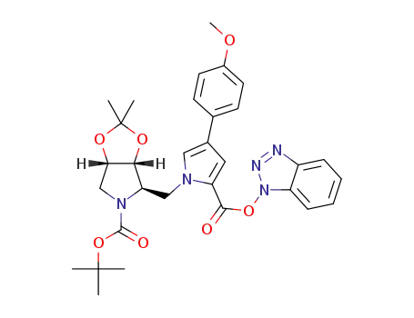 tert-butyl (3aR,4R,6aS)-4-[(2-{[(1H-benzo[d][1,2,3]triazol-1-yl)oxy]carbonyl}-4-(4-methoxyphen-yl)-1Hpyrrol-1-yl)methyl]-2,2-dimethyltetrahydro-5H-[1,3]dioxolo[4,5-c]pyrrole-5-carboxylate