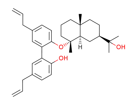 Molecular Structure of 126654-54-4 (2-Naphthalenemethanol,decahydro-8-[(2'- hydroxy-5,5'-di-2-propenyl[1,1'-biphenyl]-2- yl)oxy]-R,R,4a,8-tetramethyl-,(2R,4aR,8R,- 8aR)- )