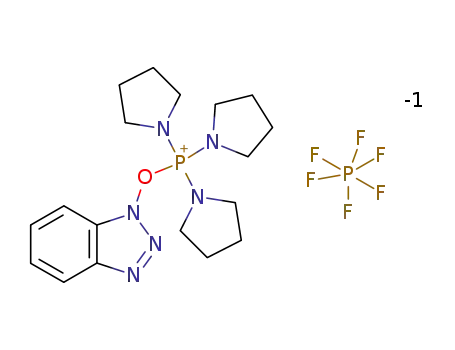 Molecular Structure of 128625-52-5 (Benzotriazole-1-yl-oxytripyrrolidinophosphonium hexafluorophosphate)